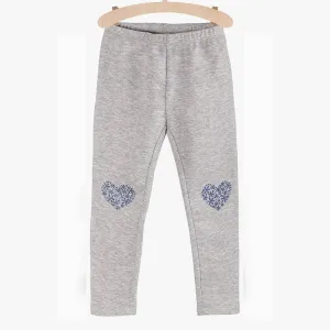 5.10.15 Glitter Snow Heart Grey Fleece Legging 11438