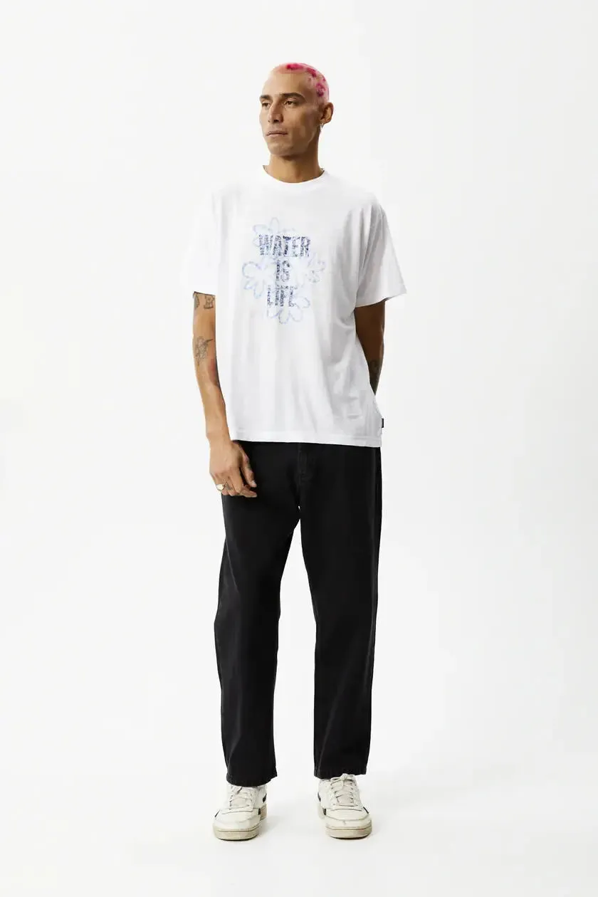 Afends waterfall hemp regular fit tee - white