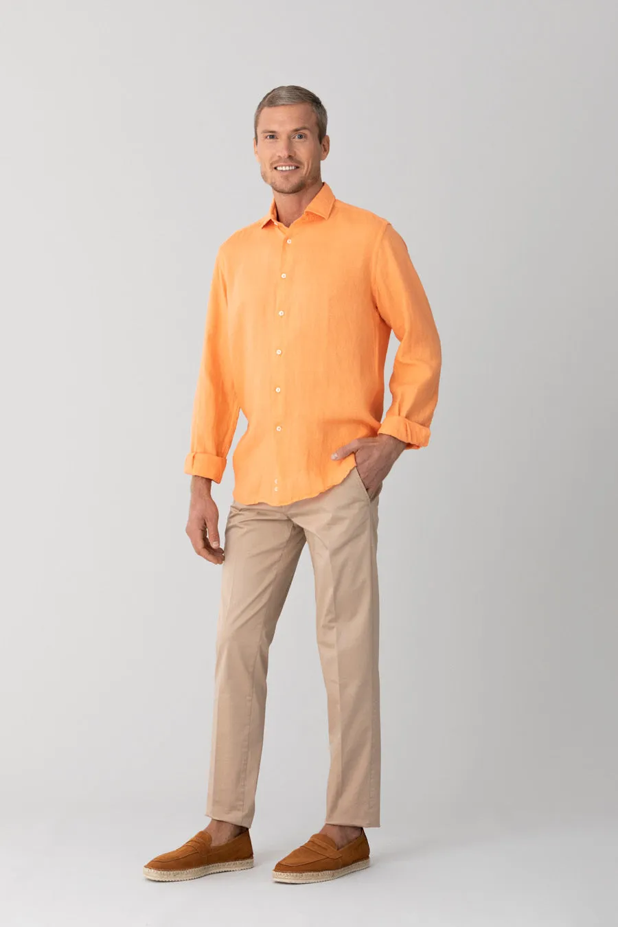 basic linen shirt orange