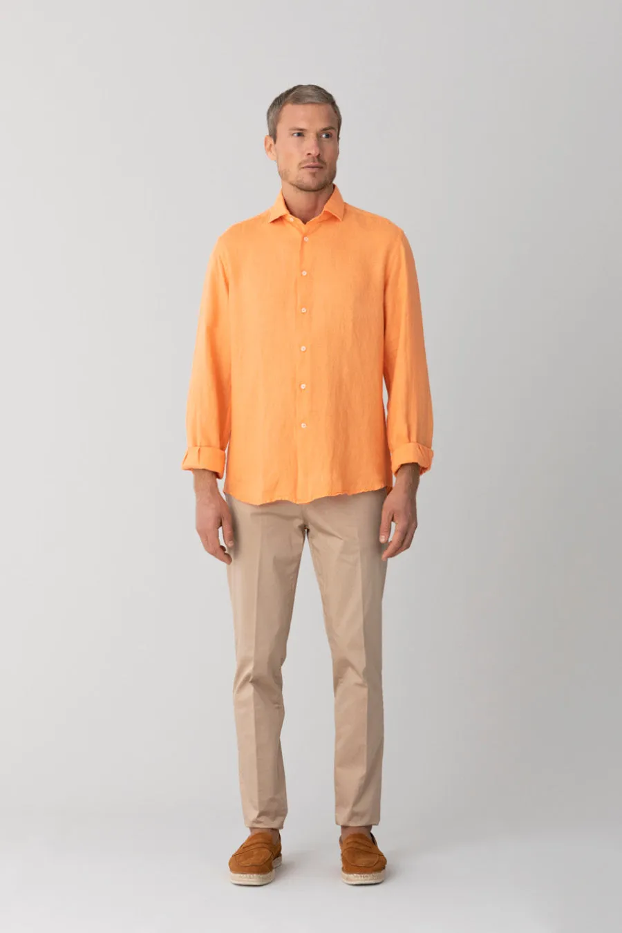 basic linen shirt orange