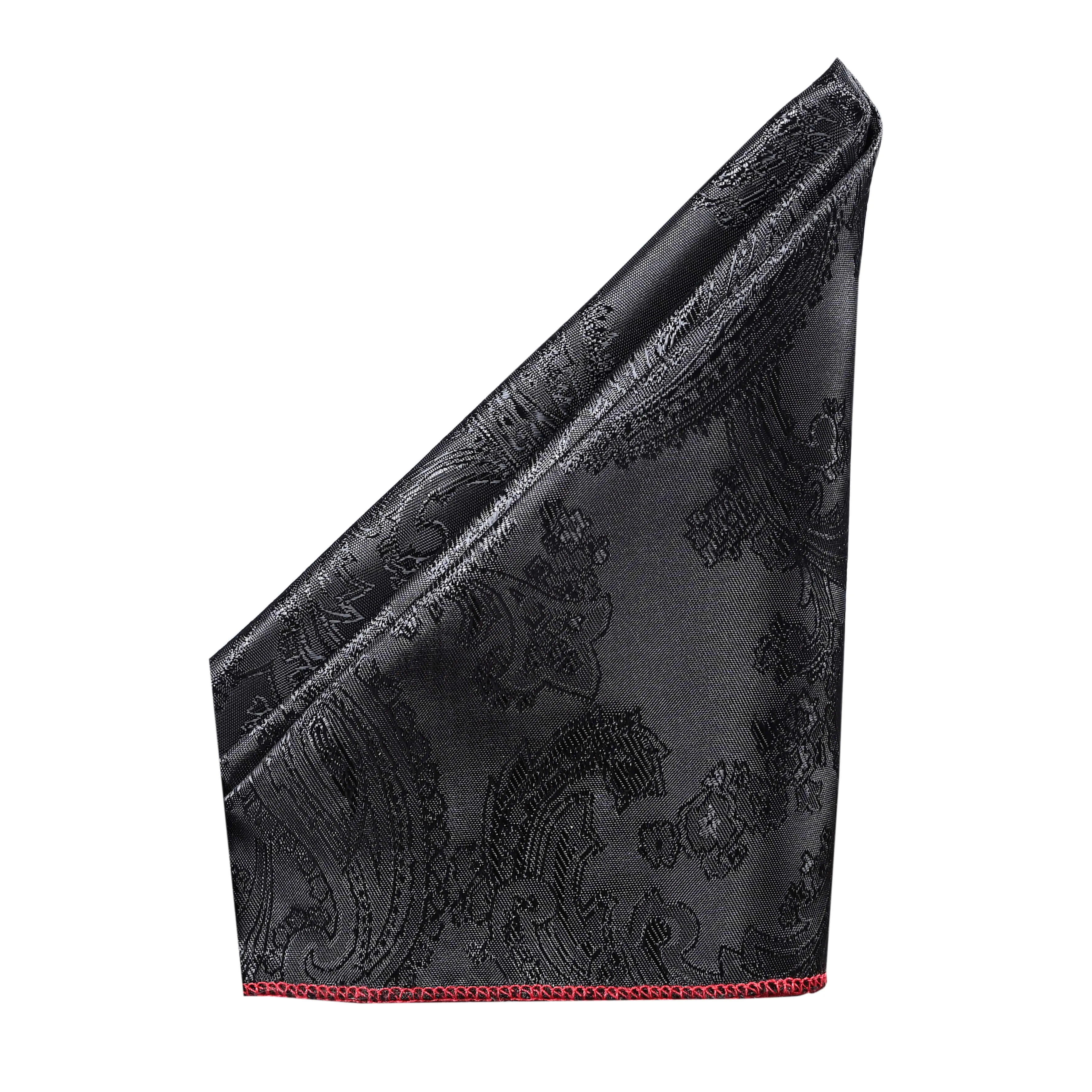 Black Self Printed Pocket Square