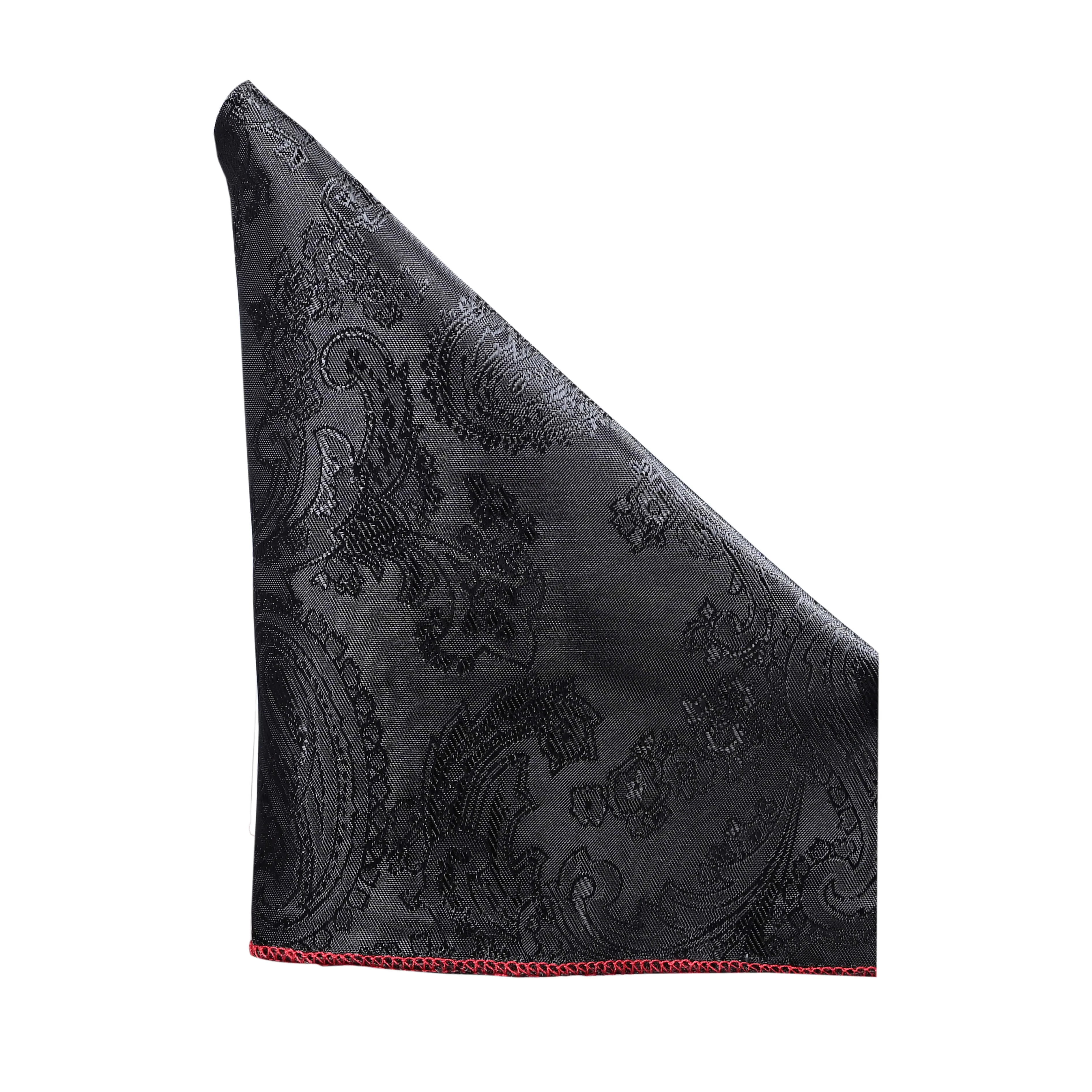 Black Self Printed Pocket Square