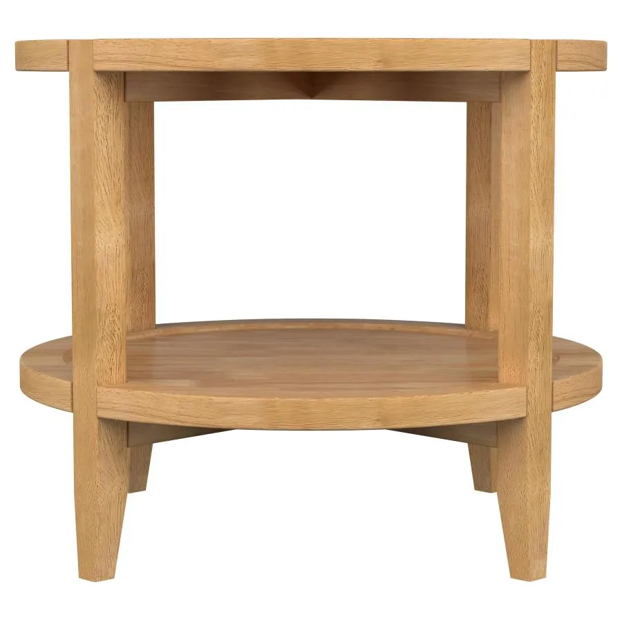 Camillo Round Solid Wood Side End Table Maple Brown