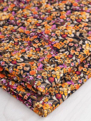 Ditzy Floral Meadow Print Cotton Poplin - Black   Yellow   Pink   Olive