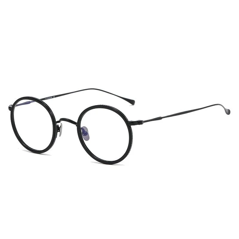 Hdcrafter Unisex Full Rim Round Titanium Eyeglasses Ps7360