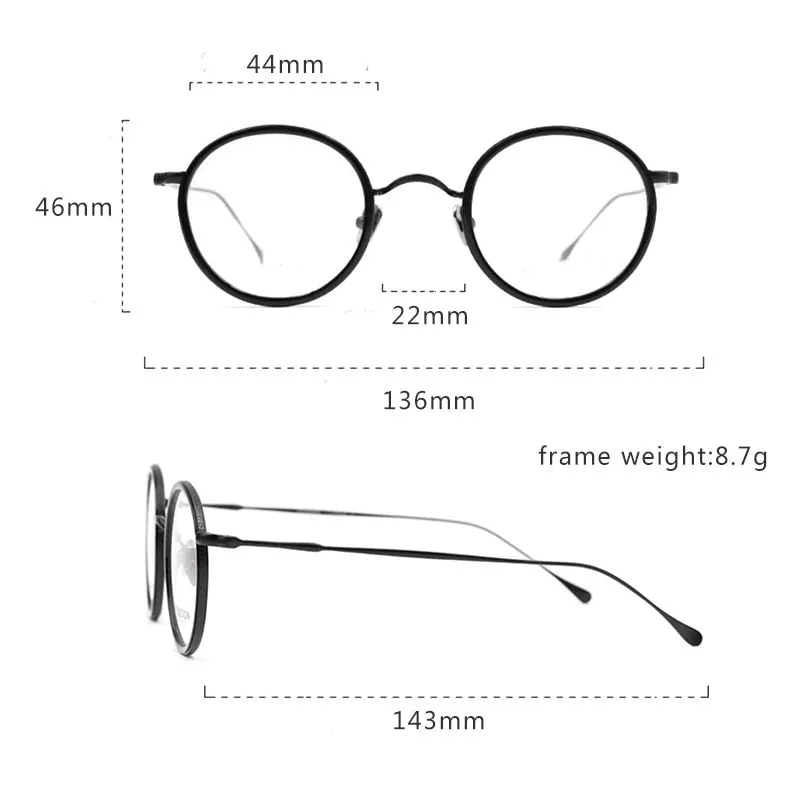 Hdcrafter Unisex Full Rim Round Titanium Eyeglasses Ps7360