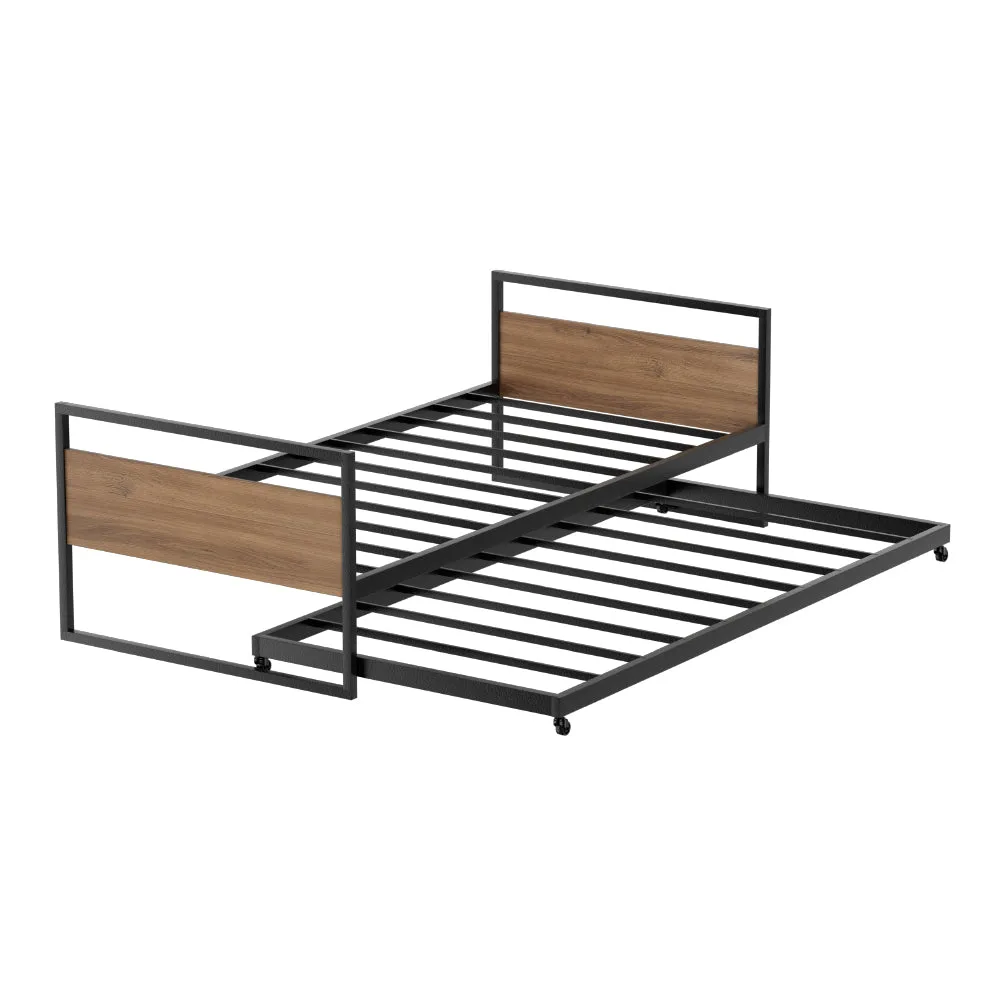 Industrial Metal Trundle Daybed Frame w/ Storage | Artiss