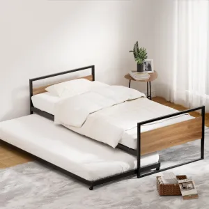 Industrial Metal Trundle Daybed Frame w/ Storage | Artiss