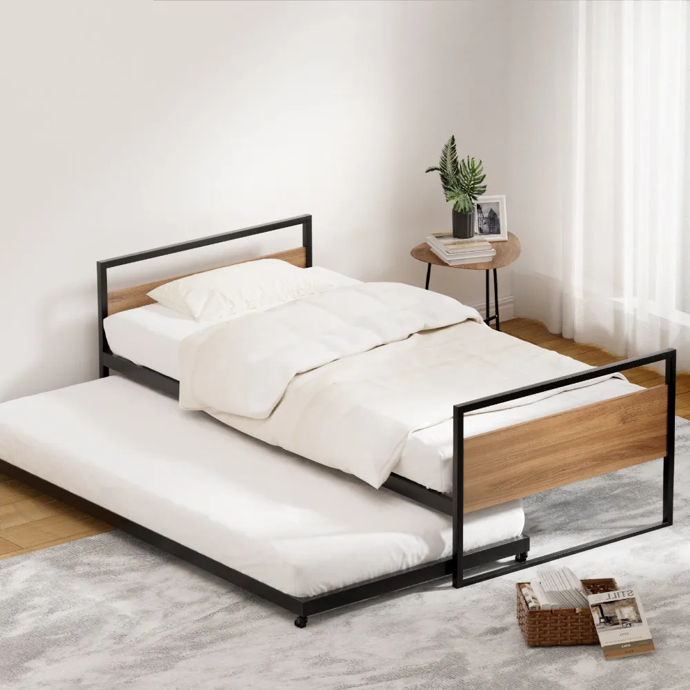 Industrial Metal Trundle Daybed Frame w/ Storage | Artiss