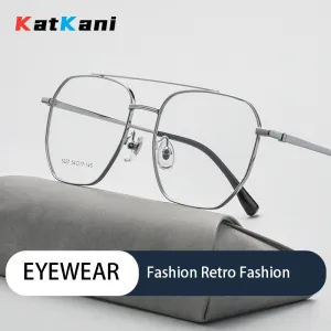 KatKani Unisex Full Rim Square Double Bridge Alloy Eyeglasses 5327T