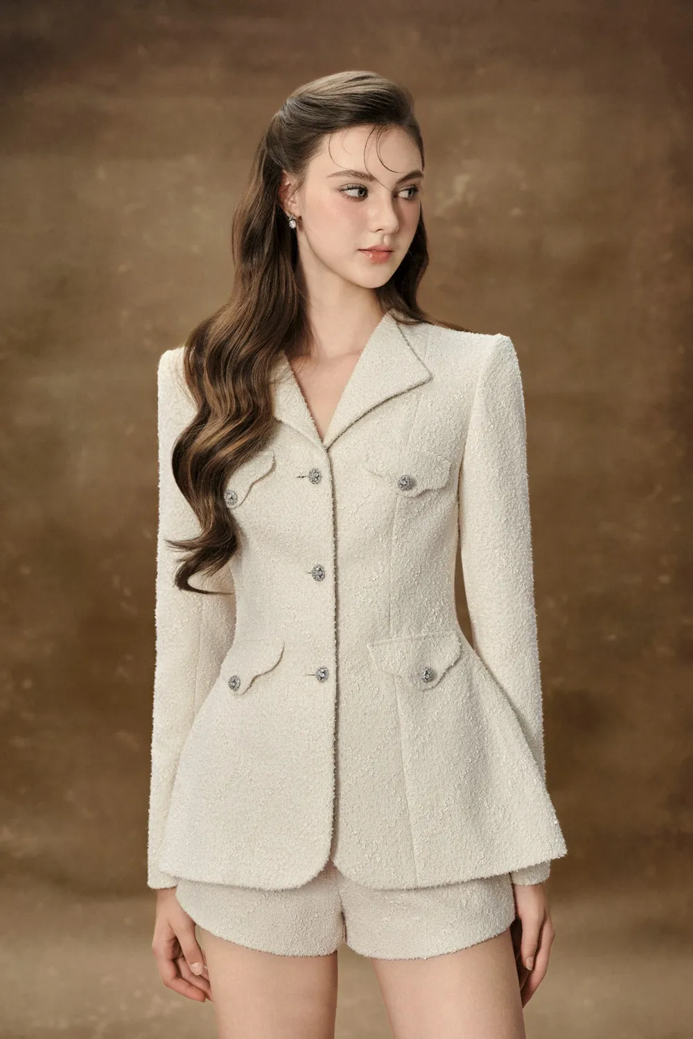 Kerenza A-line Square Neck Tweed Jacket