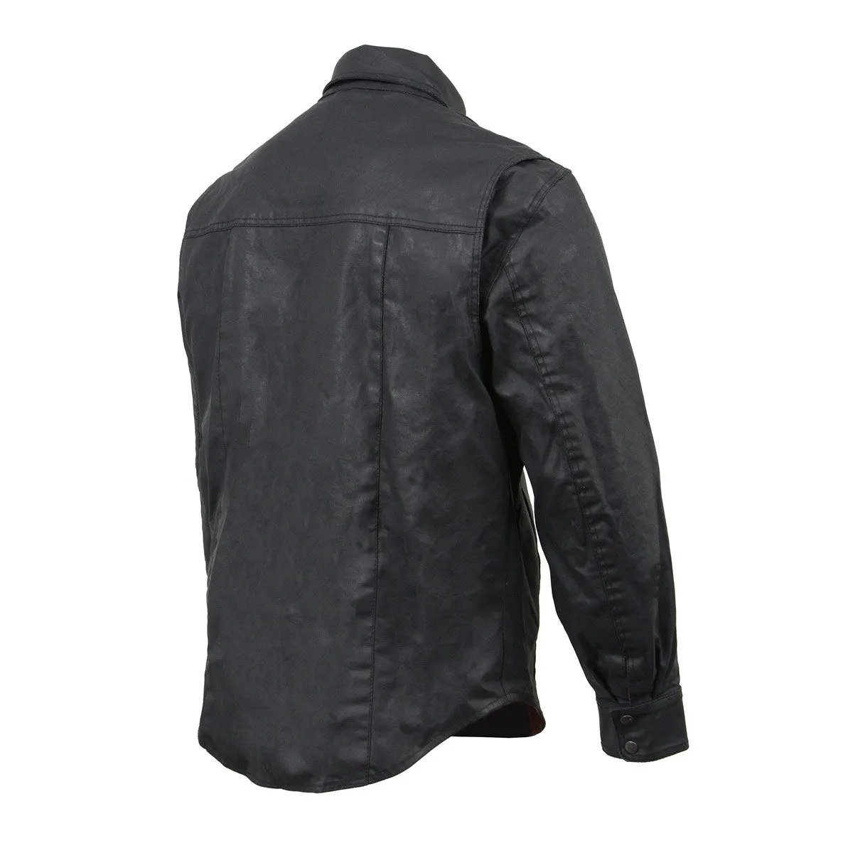 Milwaukee Leather MDM1603 Men’s Black Waxy Coated Snap Front Shirt