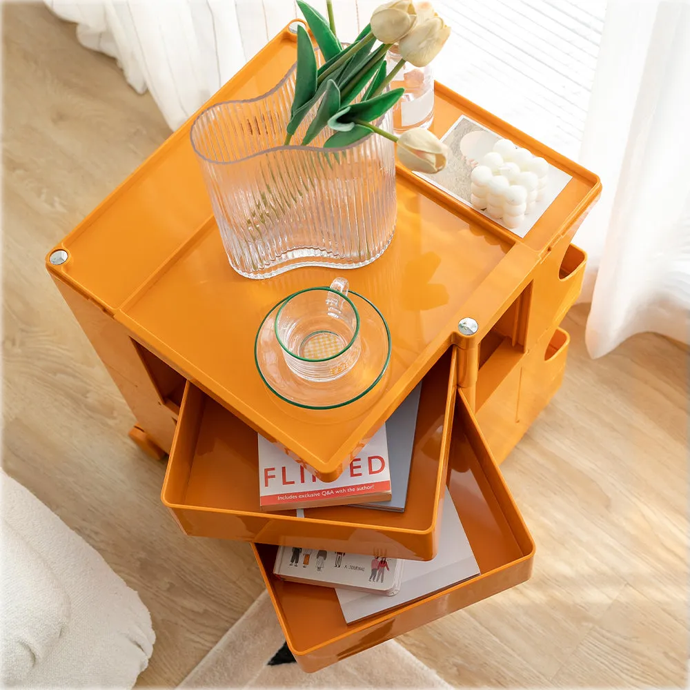 Orange 3-Tier Storage Trolley with Wheels - ArtissIn