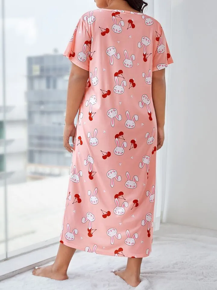 Red Cherry Bunny Nighty for Women