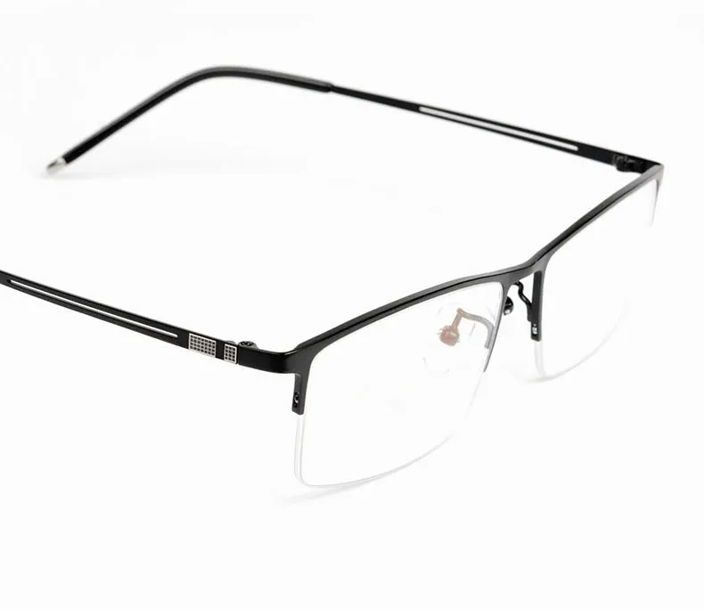 Reven Jate Men's Semi Rim Square Titanium Eyeglasses Ej8606