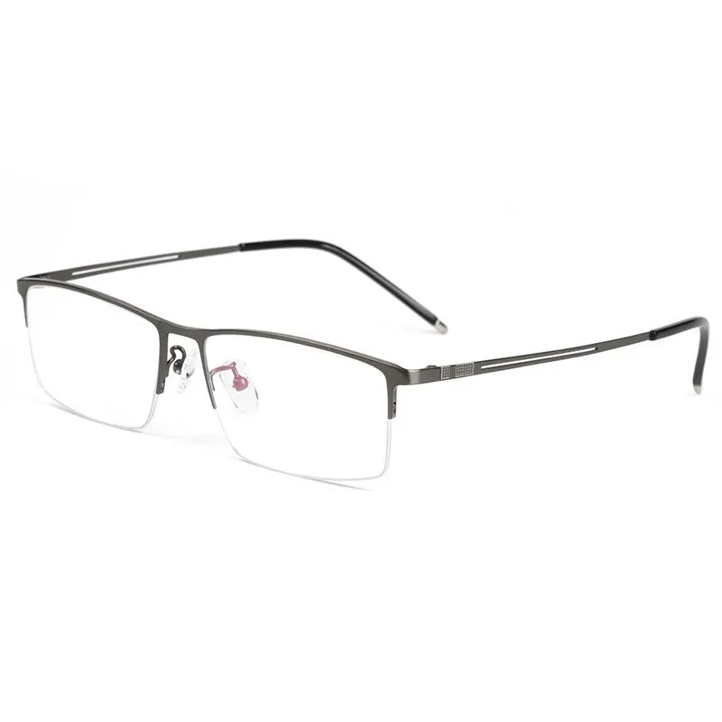 Reven Jate Men's Semi Rim Square Titanium Eyeglasses Ej8606