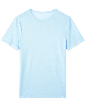 Sky Blue Pure Linen Short Sleeve T-Shirt