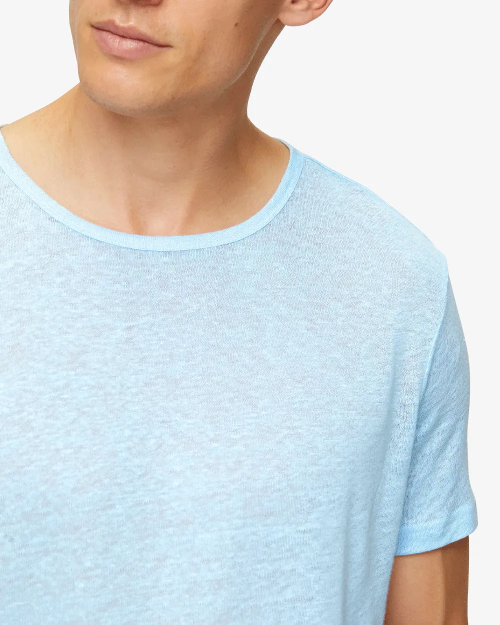 Sky Blue Pure Linen Short Sleeve T-Shirt