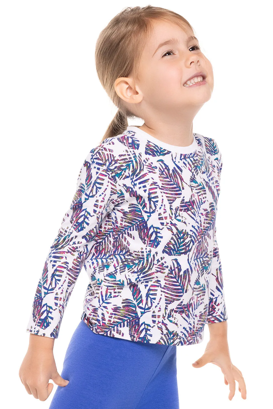 Toddler Coco Plum Everyday Long Sleeve T-Shirt  |  Magnolia Pink Beach Leaves