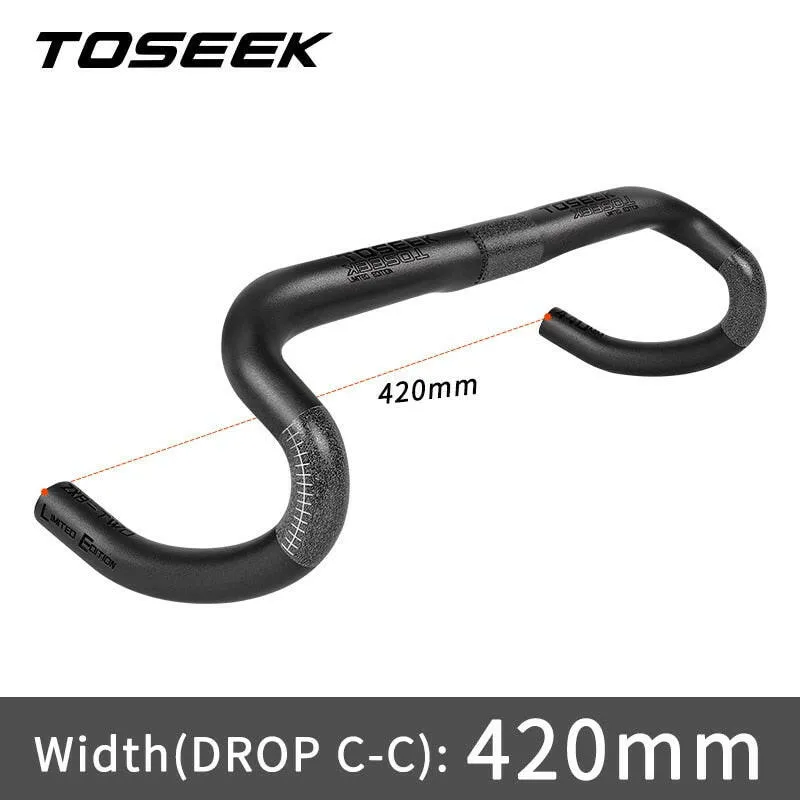 TOSEEK Full Carbon Fiber Handlebar Bent Bar Black Matte Finish Road Bike Carbon Handlebar 40/42/44 cm External Routing